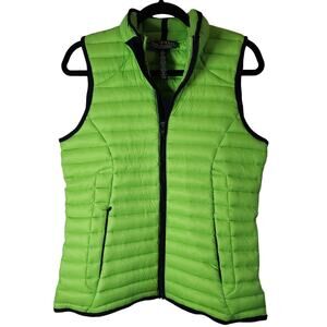 LRL Lauren Active Womens Puffer Vest Size Small Bright Neon Green Retro Preppy